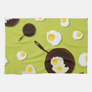 Fried Eggs Fun Food Design Tea Towel