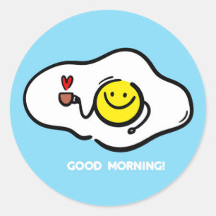 Fried eggs good morning classic round sticker