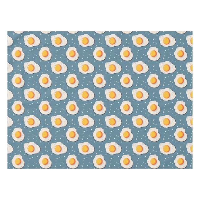 Fried Eggs on Blue Tablecloth (Front (Horizontal))