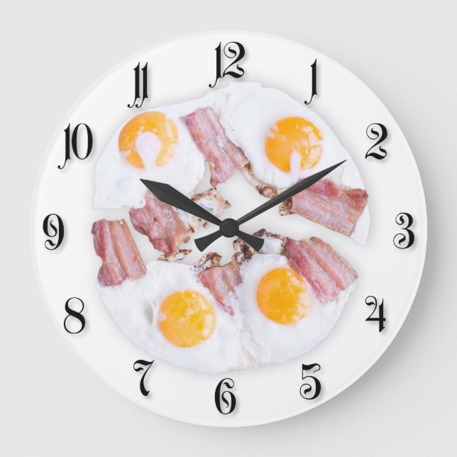 Fried eggs with bacon large clock (Front)