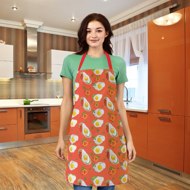 Fried eggs with bell peppers red-orange apron (Creator Uploaded)