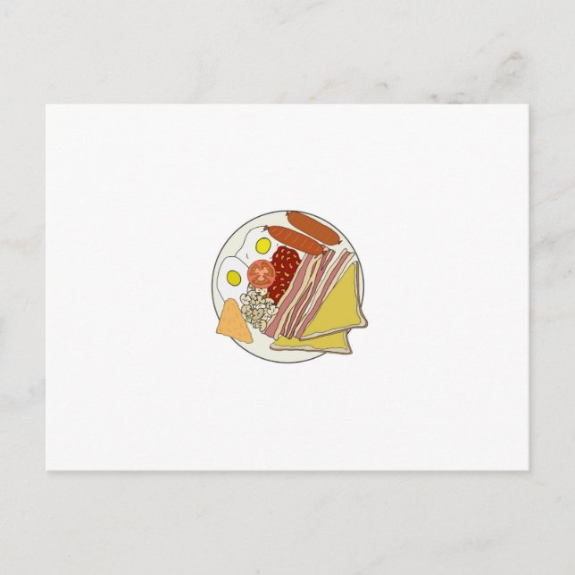 Fried English Breakfast Plate Postcard (Front)