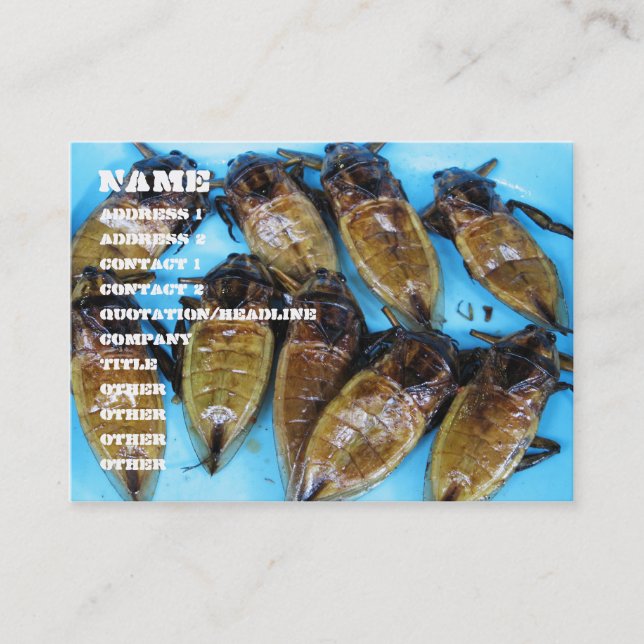 Fried Giant Water Bug (Maeng Daa) ... Asian Food Business Card (Front)