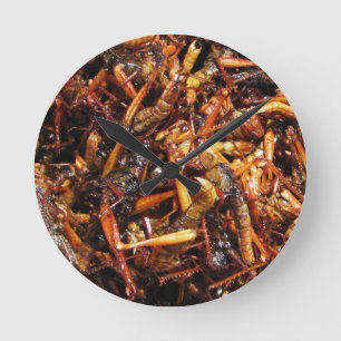 Fried Grasshopper (Takkataen Thot) Asian Food Round Clock