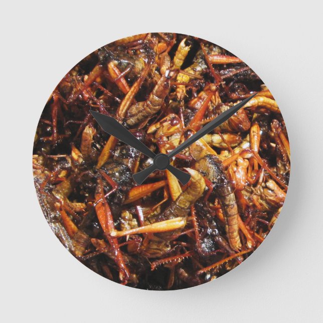 Fried Grasshopper (Takkataen Thot) Asian Food Round Clock (Front)