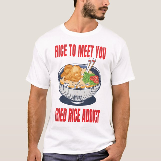 Fried Rice Addict Men White T-Shirt (Front)
