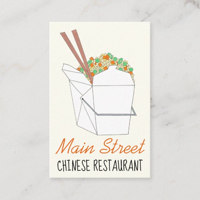 Fried Rice Chinese Takeout Container Chopsticks Business Card (Front)