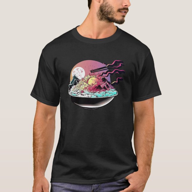Fried Rice Synthwave 80s Retrowave Aesthetic  1 T-Shirt (Front)
