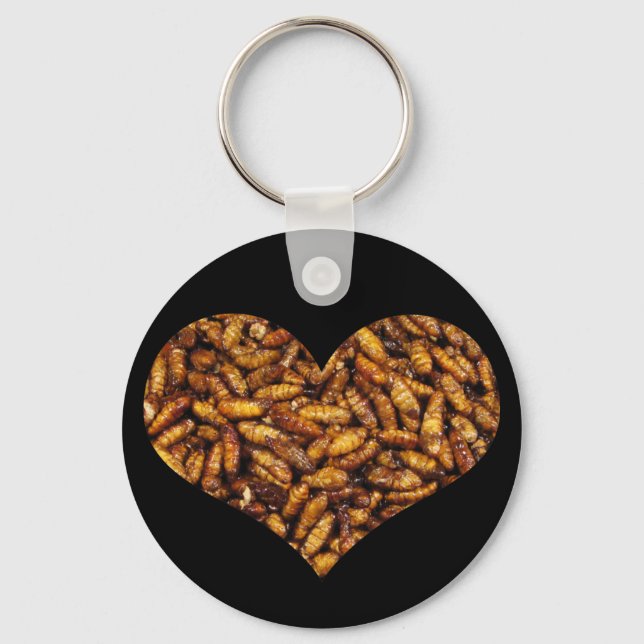 Fried Silk Worms Heart Key Ring (Front)