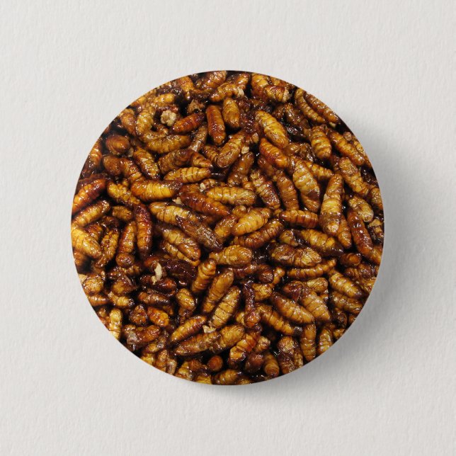 Fried Silk Worms ... Thai Street Food 6 Cm Round Badge (Front)