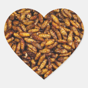 Fried Silk Worms ... Thai Street Food Heart Sticker