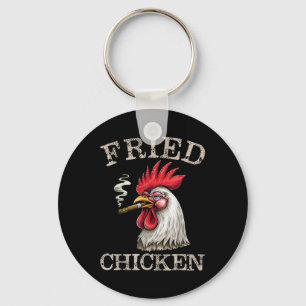 Fried Smoking Chicken Graphic Weed Men Women Key Ring