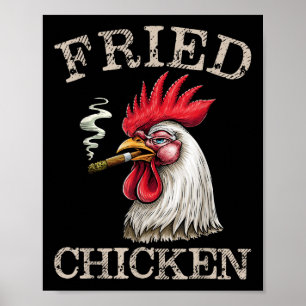 Fried Smoking Chicken Graphic Weed Men Women  Poster