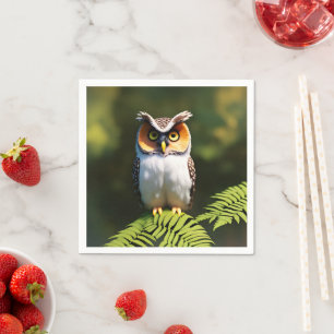 "Frieda the Screech Owl: A Nocturnal Beauty" Napkin