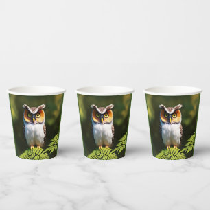 "Frieda the Screech Owl: A Nocturnal Beauty" Paper Cups