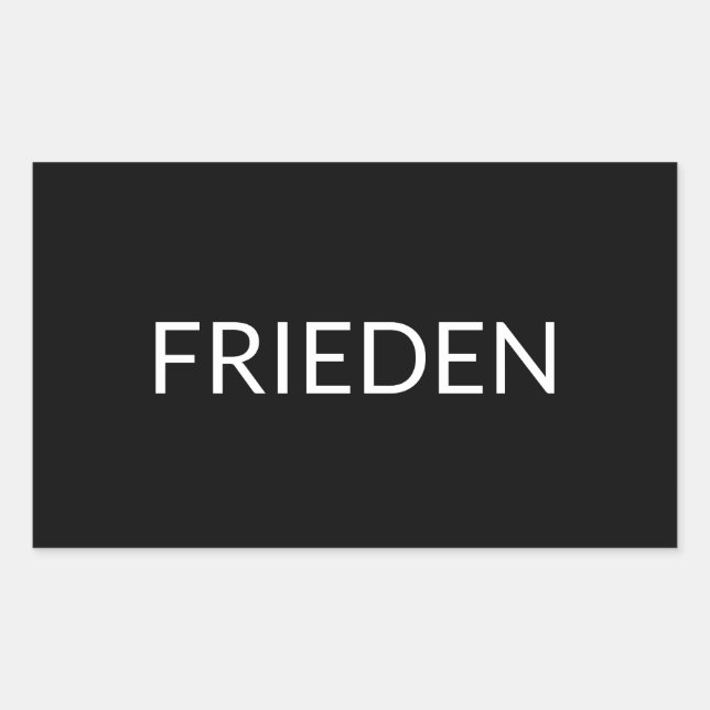 Frieden black white German peace modern Rectangular Sticker (Front)