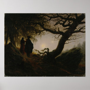 Friedrich - Man and Woman Contemplating Moon 1824 Poster