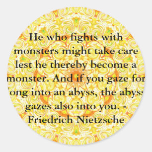 Friedrich Nietzsche - profound quotation Classic Round Sticker