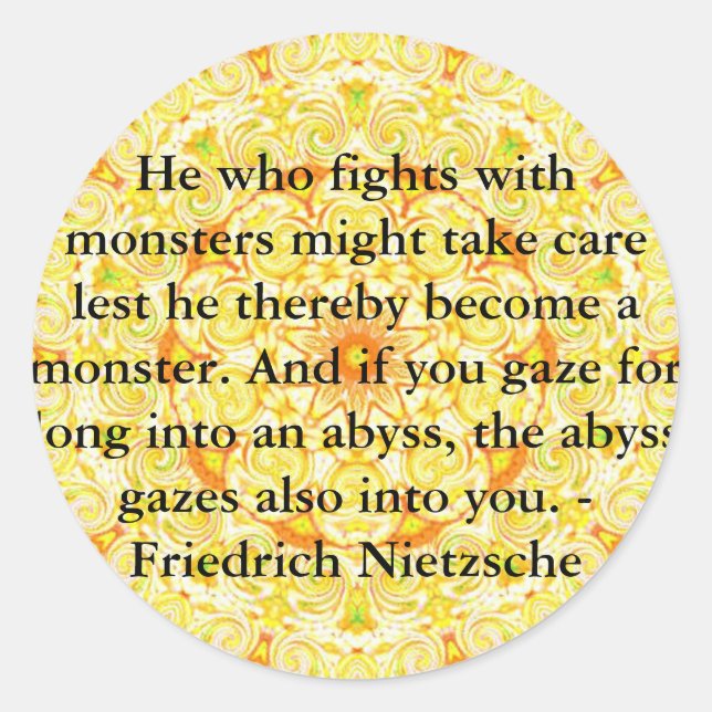 Friedrich Nietzsche - profound quotation Classic Round Sticker (Front)