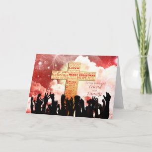 Friend and family, a Christian cross Christmas Holiday Card