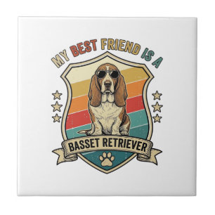 Friend Basset Retriever Dog Sunglasses Retro Shiel Ceramic Tile