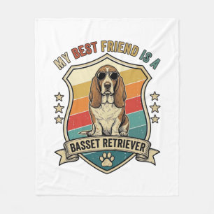 Friend Basset Retriever Dog Sunglasses Retro Shiel Fleece Blanket
