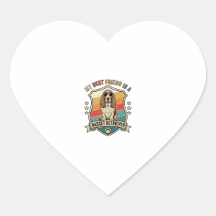 Friend Basset Retriever Dog Sunglasses Retro Shiel Heart Sticker