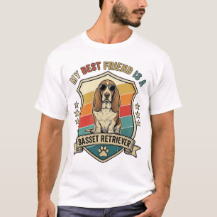 Friend Basset Retriever Dog Sunglasses Retro Shiel T-Shirt