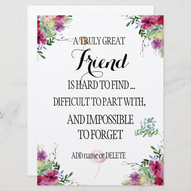 Friend Bestie Thank you Appreciation Gift Card (Front/Back)