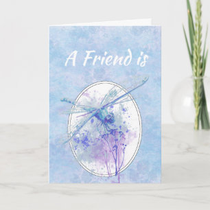 Friend Birthday Blue Dragonfly Watercolor Art Card