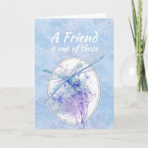 Friend Birthday Blue Dragonfly Watercolor Art Card