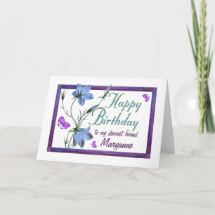 Friend Birthday Bluebells and Butterflies Card