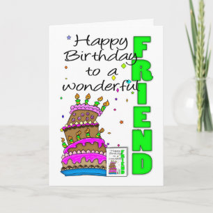Friend Birthday Card, Crazy Cake, Cake Birthday Ca Card