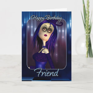 Friend Birthday Card - Moonies Cute Rag Doll Goth