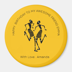 Friend Birthday, Cute Silhouette Dancers Magnet