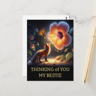 Friend birthday Dark Forest Fox Flora Postcard