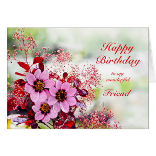 Friend Birthday Pink Flowers