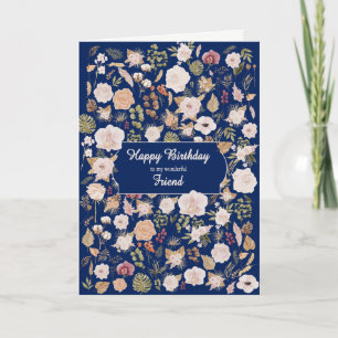 Friend Birthday Scattered Flowers Card