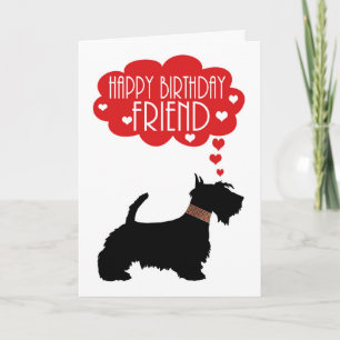 Friend Birthday With Silhouette Scottish Terrier Card