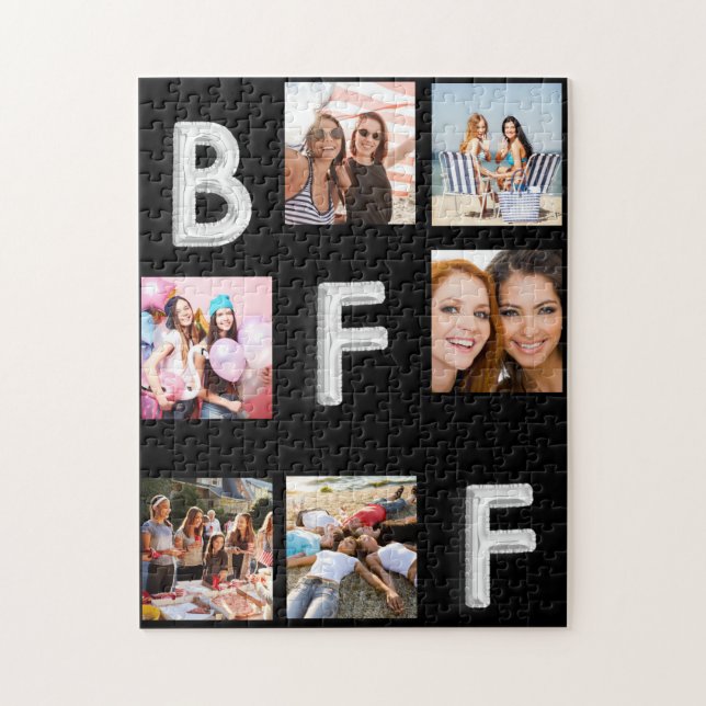 Friend black silver photo collage BFF Jigsaw Puzzle (Vertical)