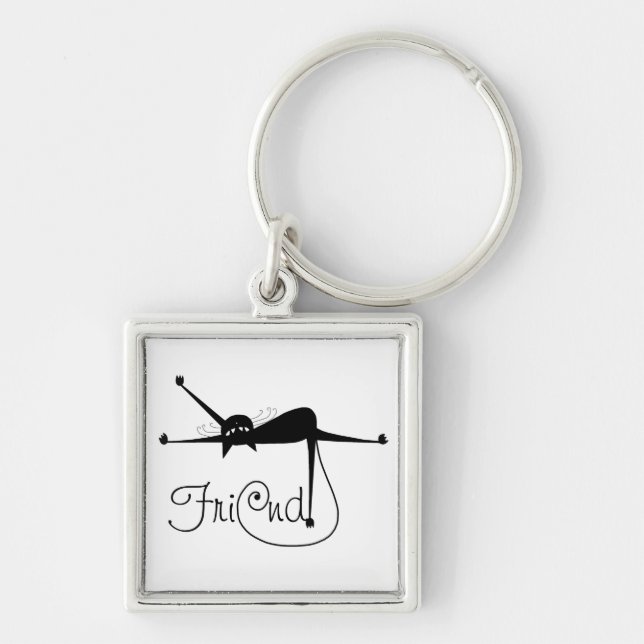 FRIEND - Black Whimsy Kitty 7 Key Ring (Front)