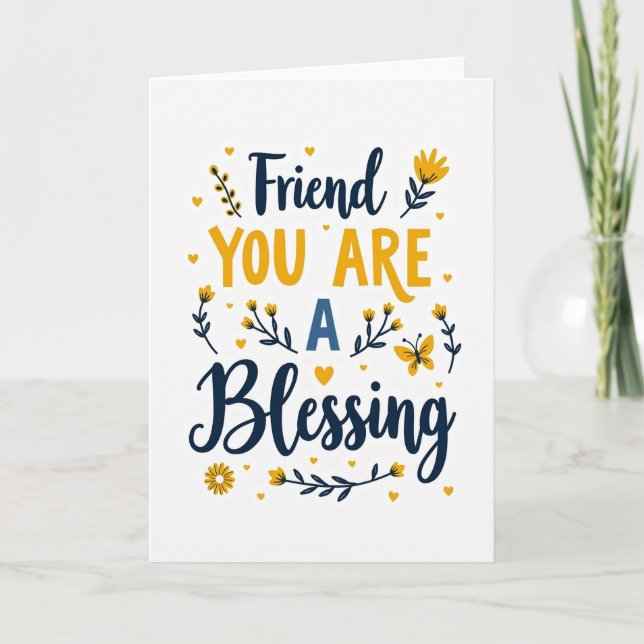 Friend Blessing Floral Art Card (Front)