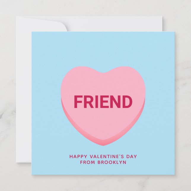 Friend blue conversation heart Valentine's Day Card (Front)