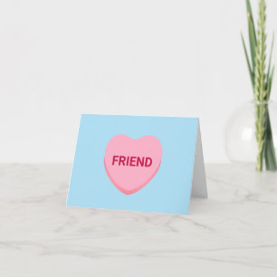 Friend blue pink conversation heart Valentine's Card
