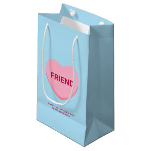 Friend blue pink conversation heart Valentine's Small Gift Bag