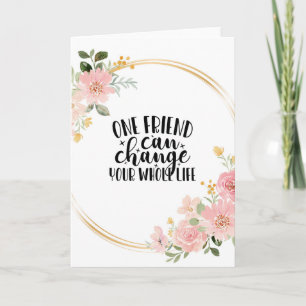 Friend card, aesthetic floral friendship quote art card
