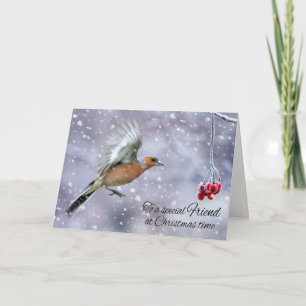Friend Chaffinch In The Winter Snow greeting Holiday Card