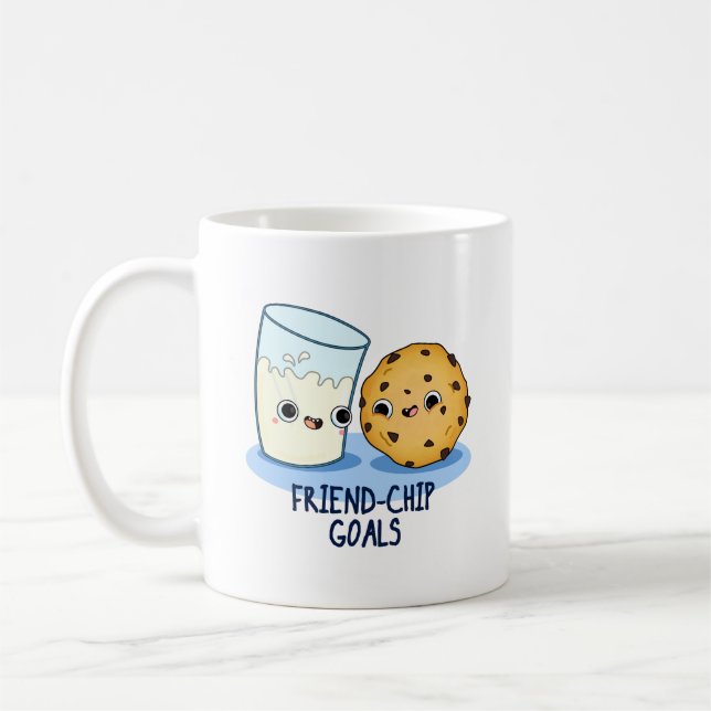Friend-Chip Goals Funny Milk Cookies Pun  Coffee Mug (Left)