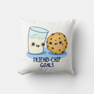Friend-Chip Goals Funny Milk Cookies Pun  Cushion