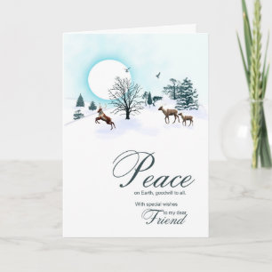 Friend, Christmas scene with reindeer Holiday Card
